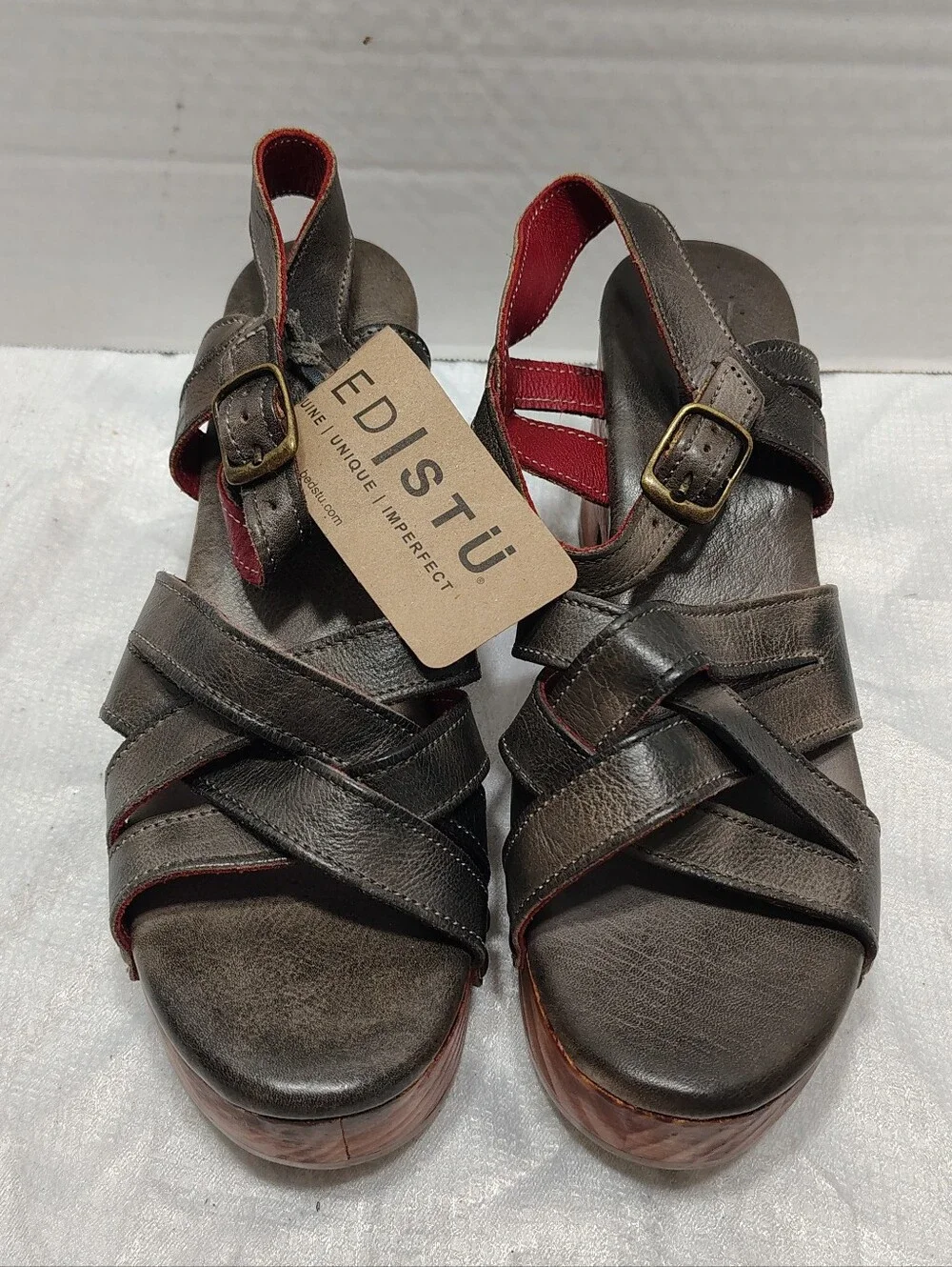 (NEW) Bed Stu Paulina Distressed, Women # 9.5 US Chunky Wooden Platform
